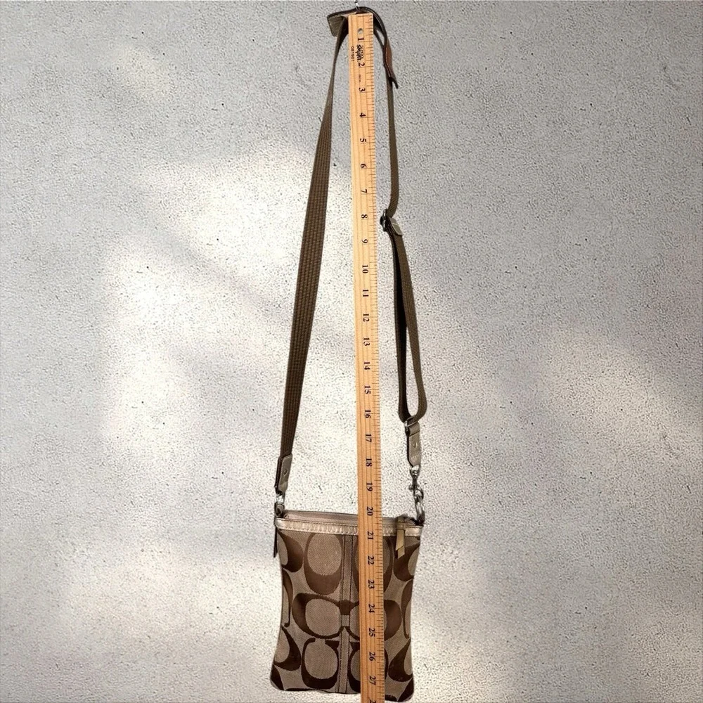 Coach Signature Jacquard Print Brown Canvas Cross-body‎ #A06Q-4680 Women's Purse